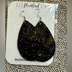 Rhonda Madrid Black Sparkle Earings. Light weight. Hypo Allergenic